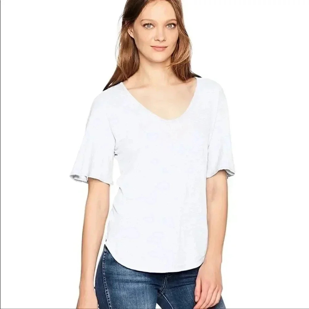 Women's Splendid Ruffle Sleeve Tee Shirt Small